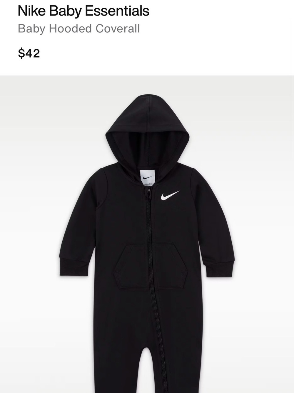 Nike Black Baby Hooded Coverall